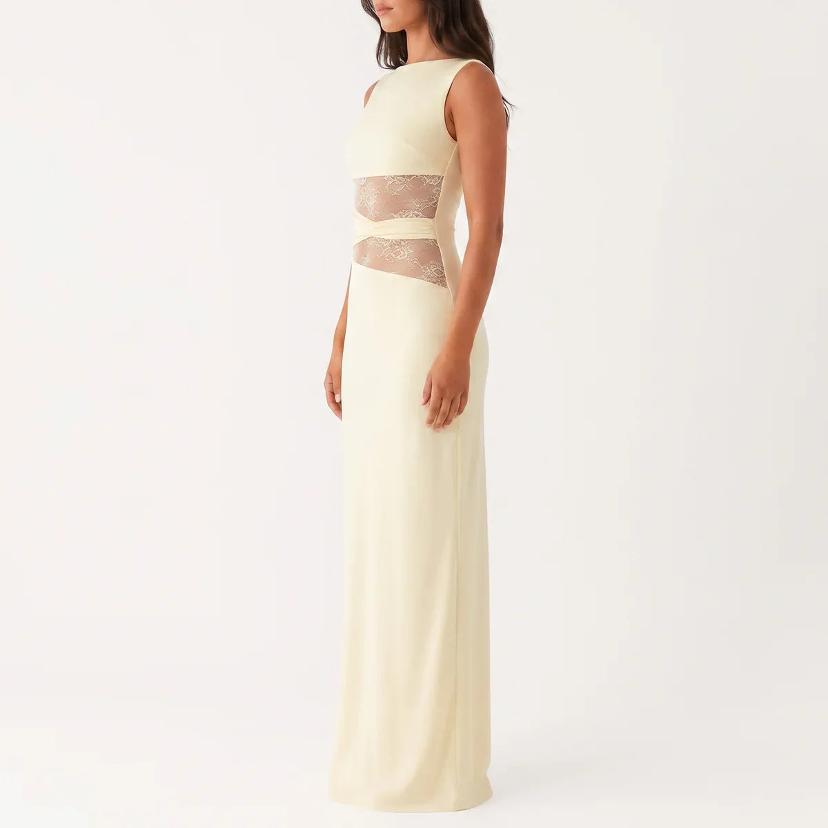 Women's Floral Lace Cut-Out Maxi Dress