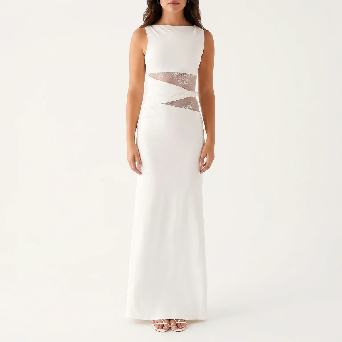 Women's Floral Lace Cut-Out Maxi Dress