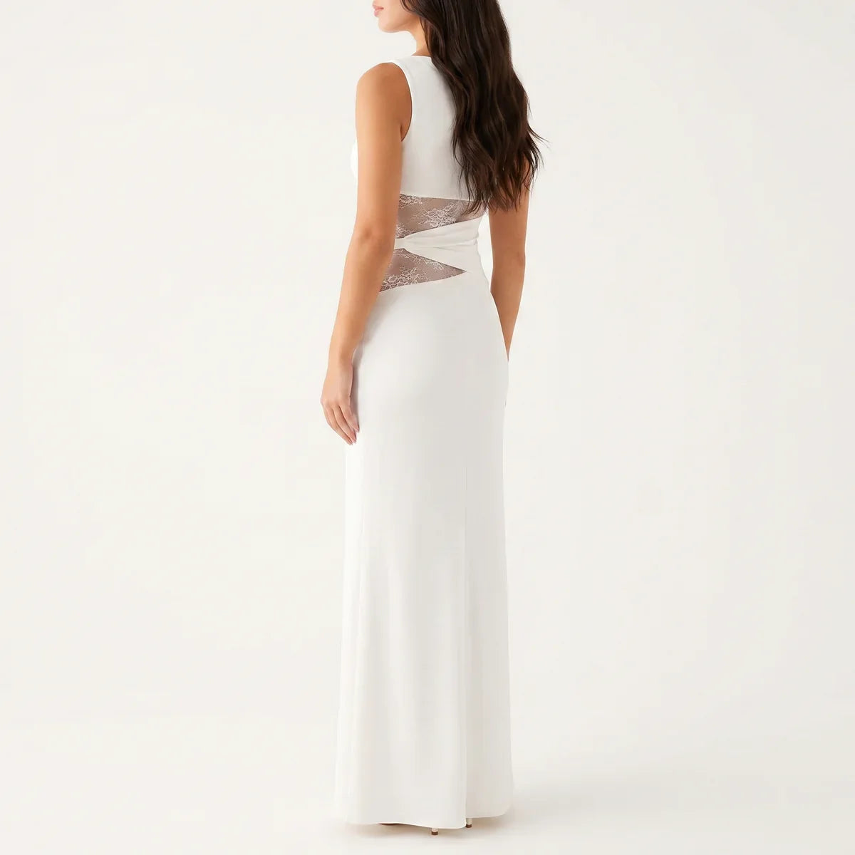 Women's Floral Lace Cut-Out Maxi Dress