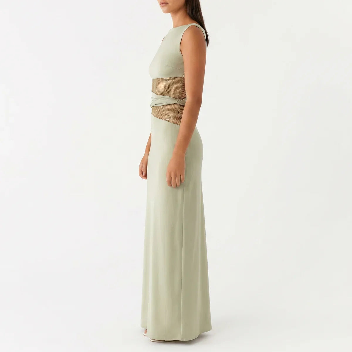 Women's Floral Lace Cut-Out Maxi Dress