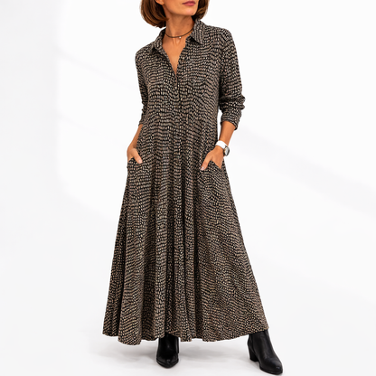 Women’s Elegant Midi Dress – Relaxed Fit with Pockets
