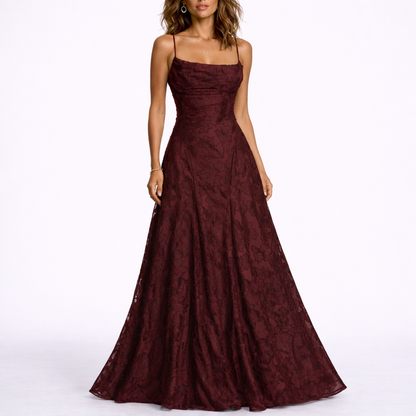 Maxi Dress with Open Back & Floral Texture