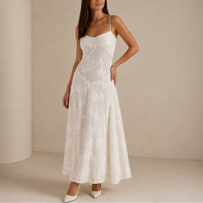 Women’s Floral Lace Maxi Dress – Elegant Sleeveless Evening Dress