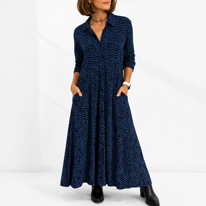 Women’s Elegant Midi Dress – Relaxed Fit with Pockets