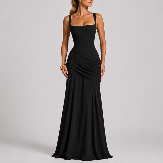 Women’s Elegant Ruched Maxi Evening Dress