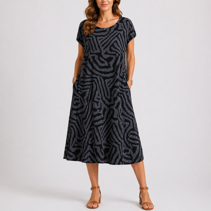 Women’s Casual Round Neck Midi Summer Dress